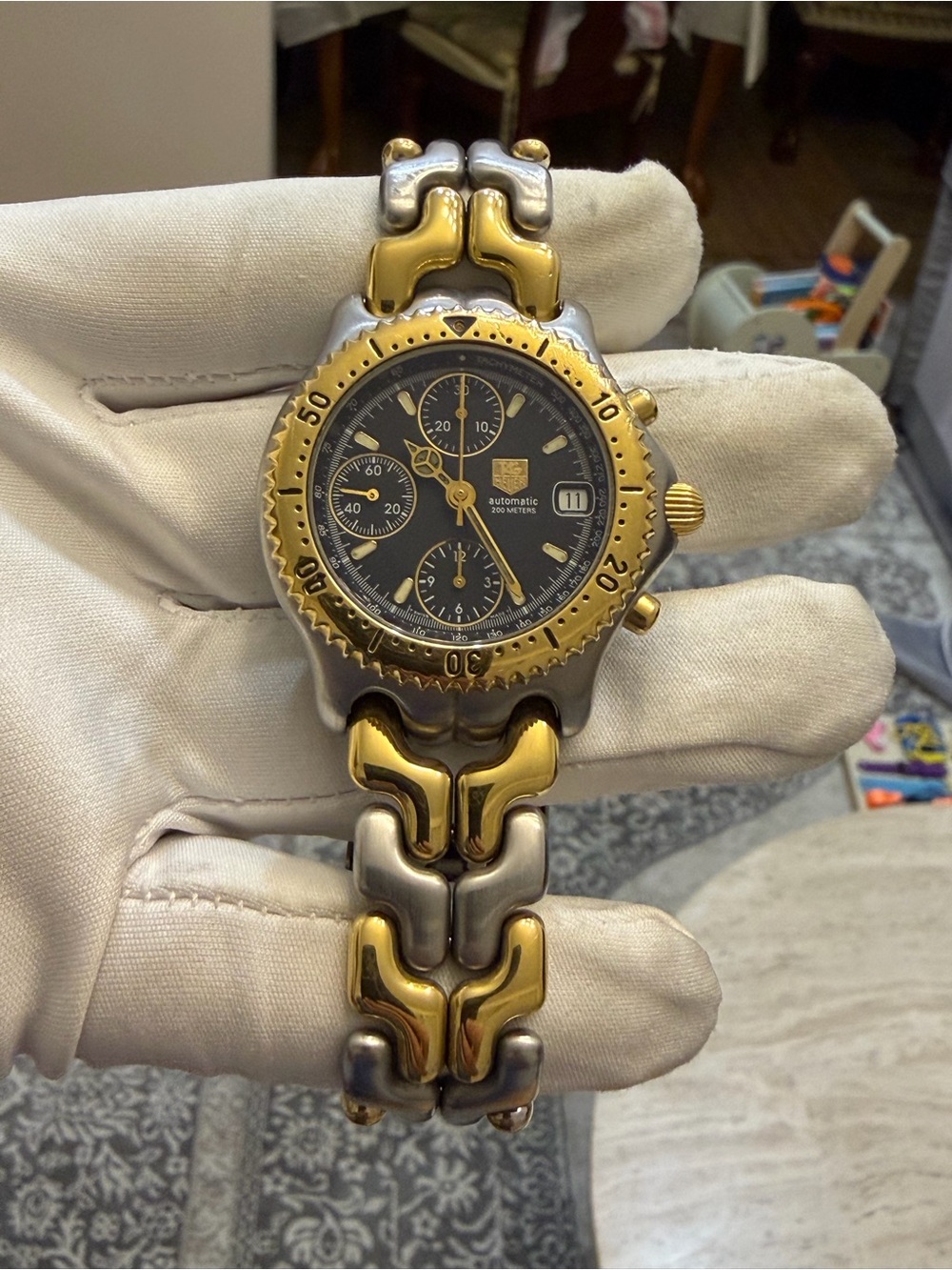 TAG Heuer S/el Automatic Chronograph CG2121-R0 Two-Tone Black Dial 39mm Men's - Picture 9 of 16